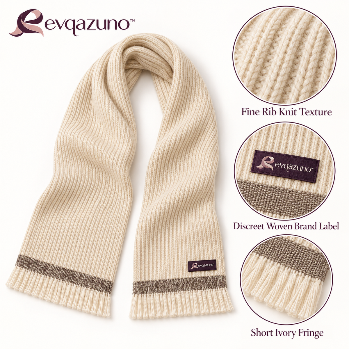 Evqazuno™ Oat Ribbon Rib Scarf Overview