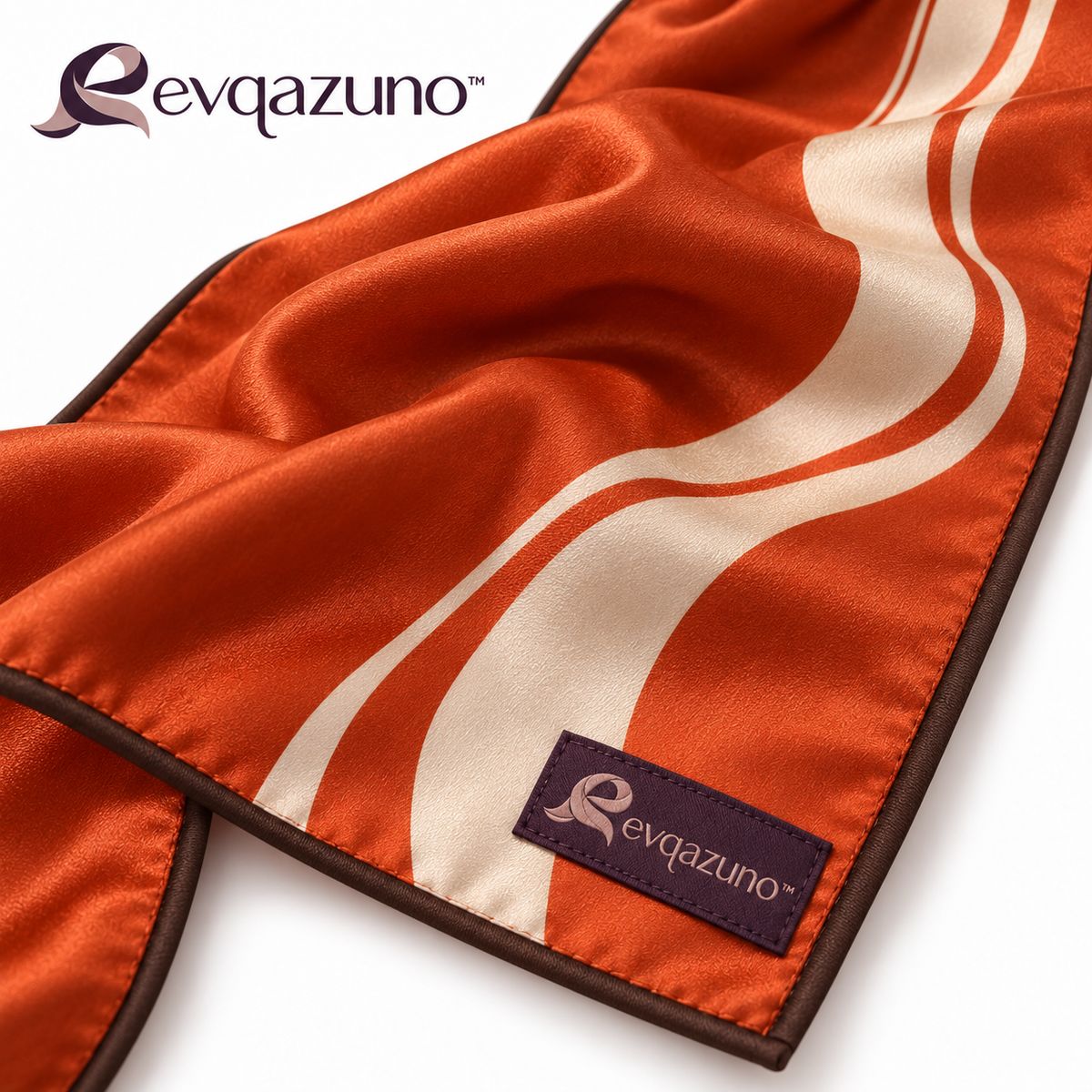 Evqazuno™ Rust Tide Satin Scarf Detail