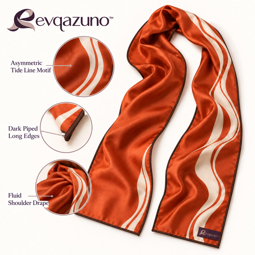 Evqazuno™ Rust Tide Satin Scarf Overview