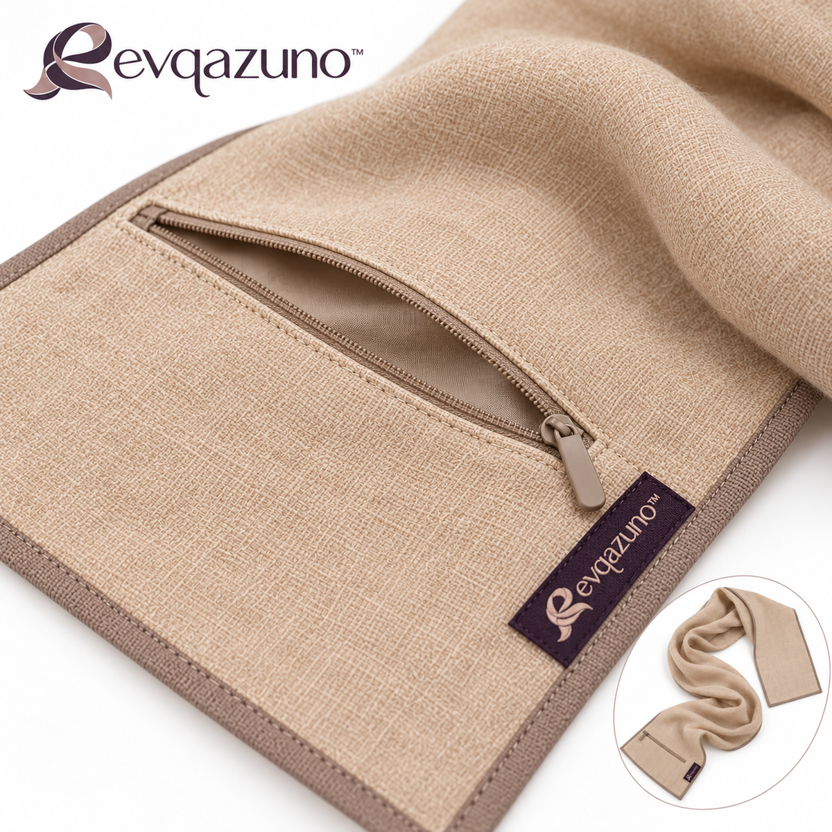 Evqazuno™ Dune Pocket Travel Scarf Detail