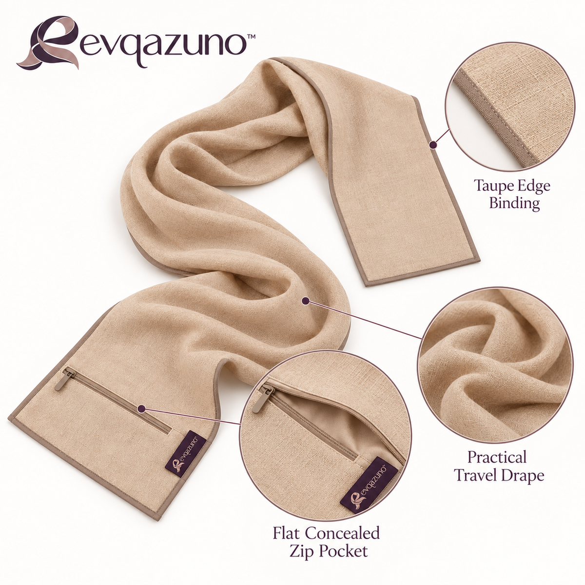 Evqazuno™ Dune Pocket Travel Scarf Overview