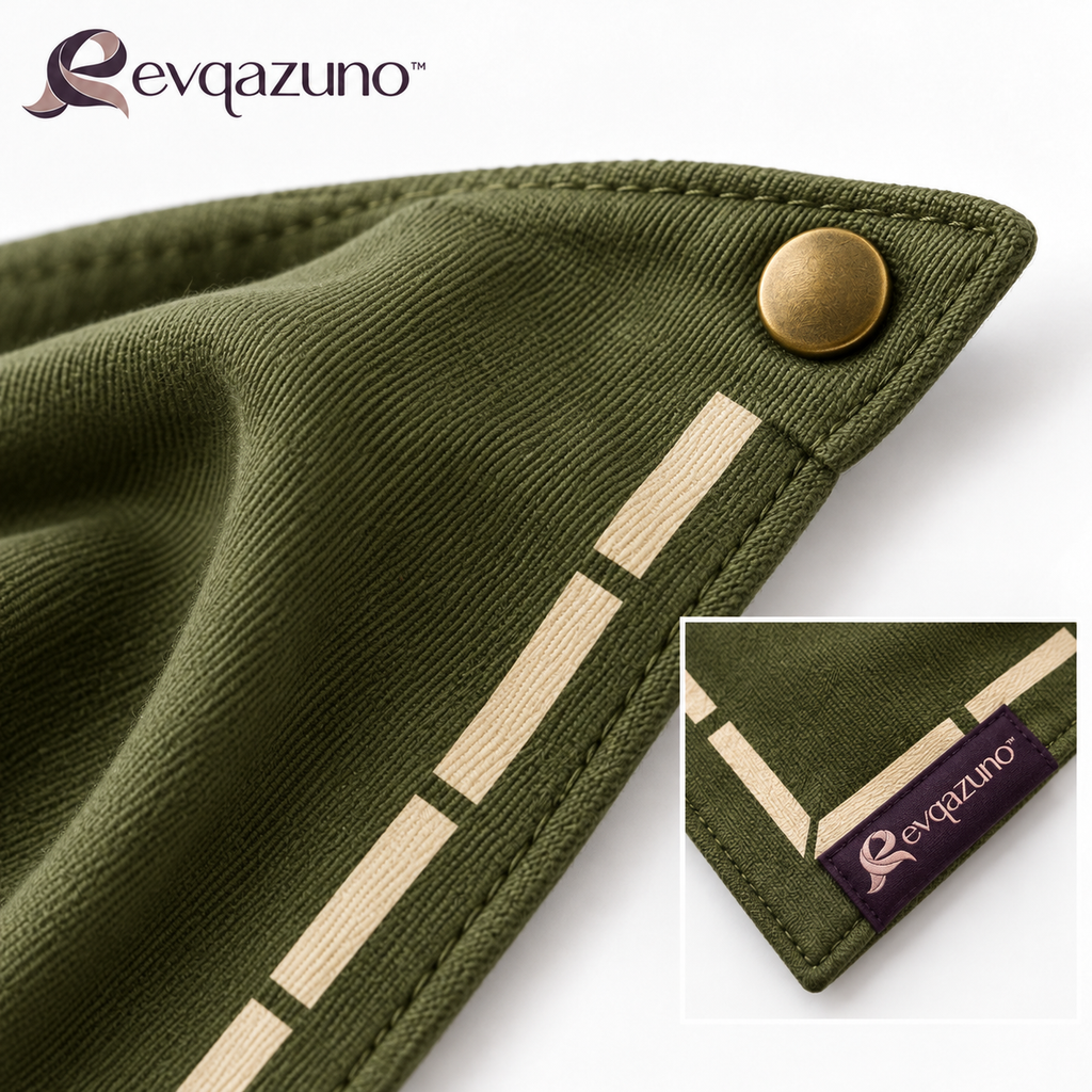 Evqazuno™ Olive Fold Snap Neckerchief Detail