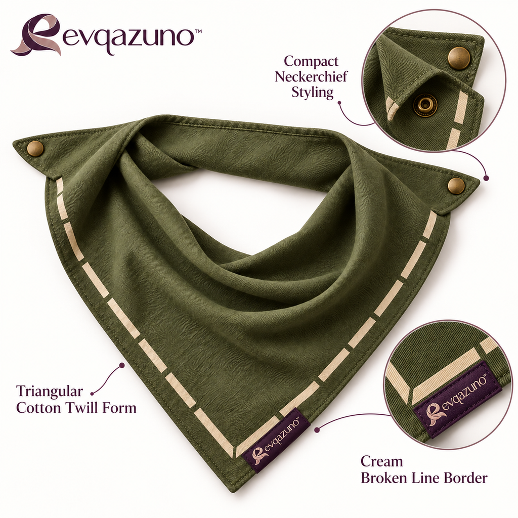 Evqazuno™ Olive Fold Snap Neckerchief Overview