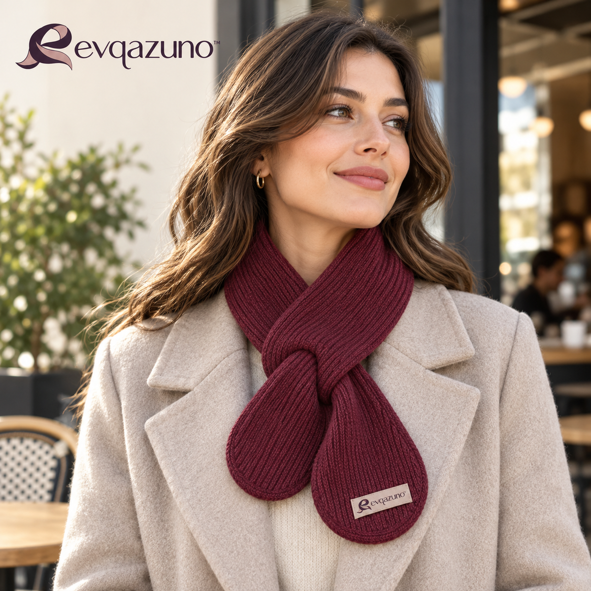 Evqazuno™ Berry Interlace Keyhole Scarf Styling