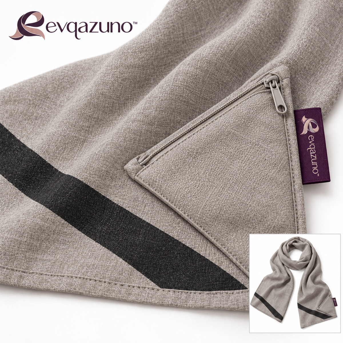 Evqazuno™ Stone Foldaway City Scarf Detail