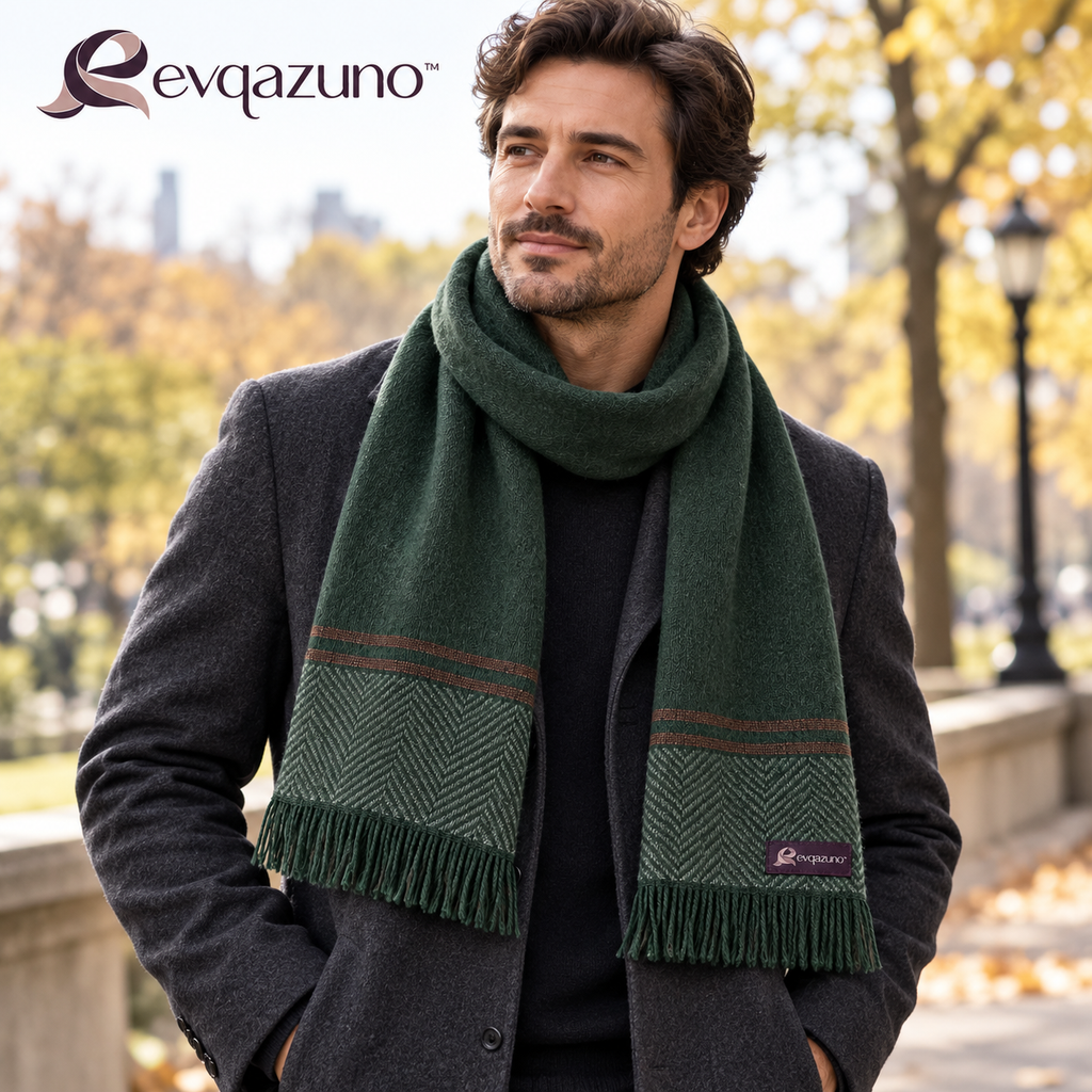 Evqazuno™ Pine Herringbone Panel Scarf Styling