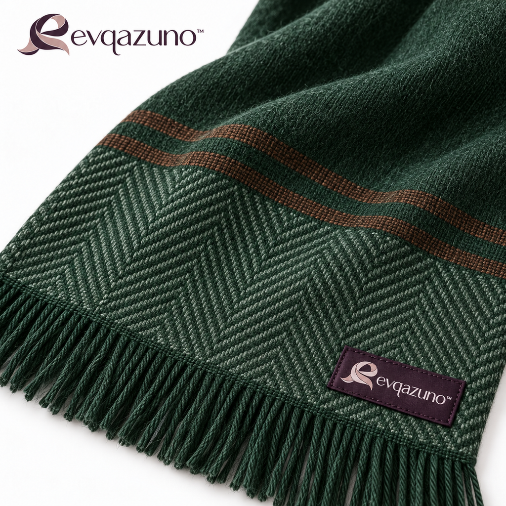 Evqazuno™ Pine Herringbone Panel Scarf Detail