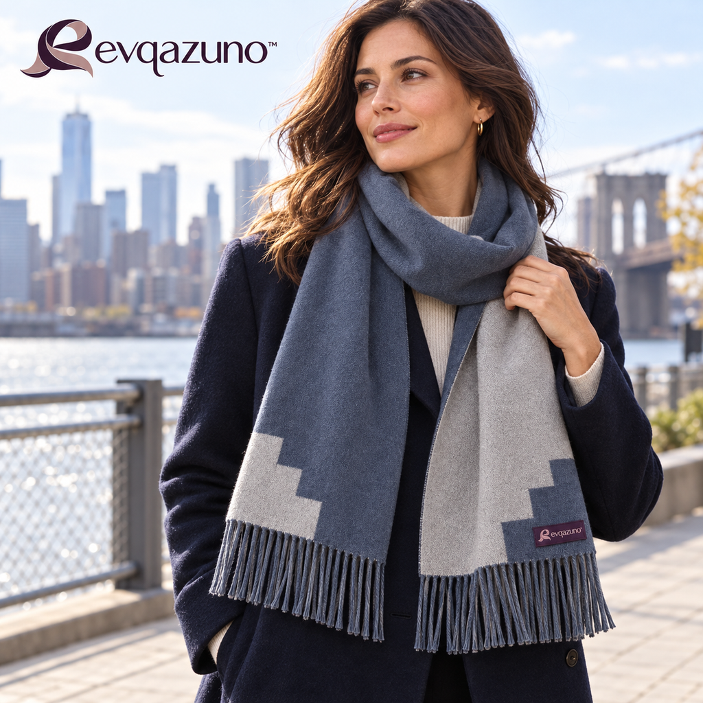 Evqazuno™ Slate Step Reversible Scarf Styling
