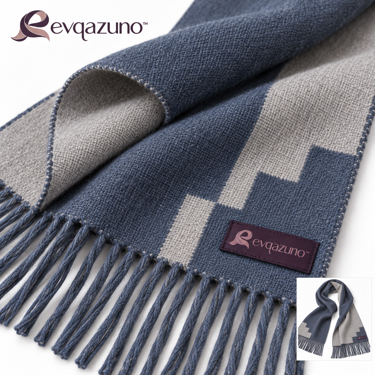 Evqazuno™ Slate Step Reversible Scarf Detail