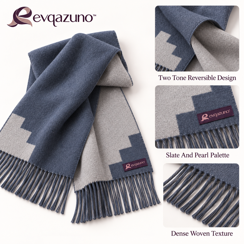 Evqazuno™ Slate Step Reversible Scarf Overview