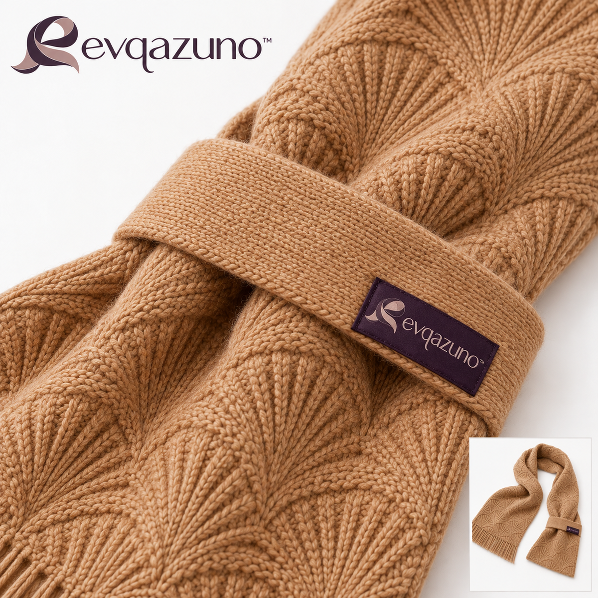 Evqazuno™ Camel Fan Passage Scarf Detail