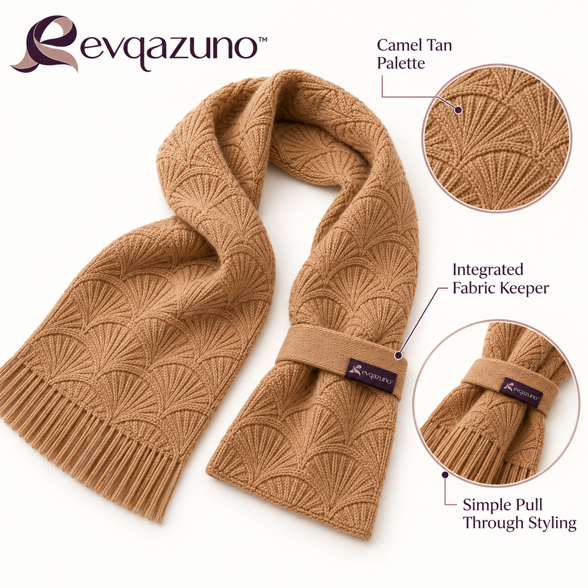 Evqazuno™ Camel Fan Passage Scarf Overview