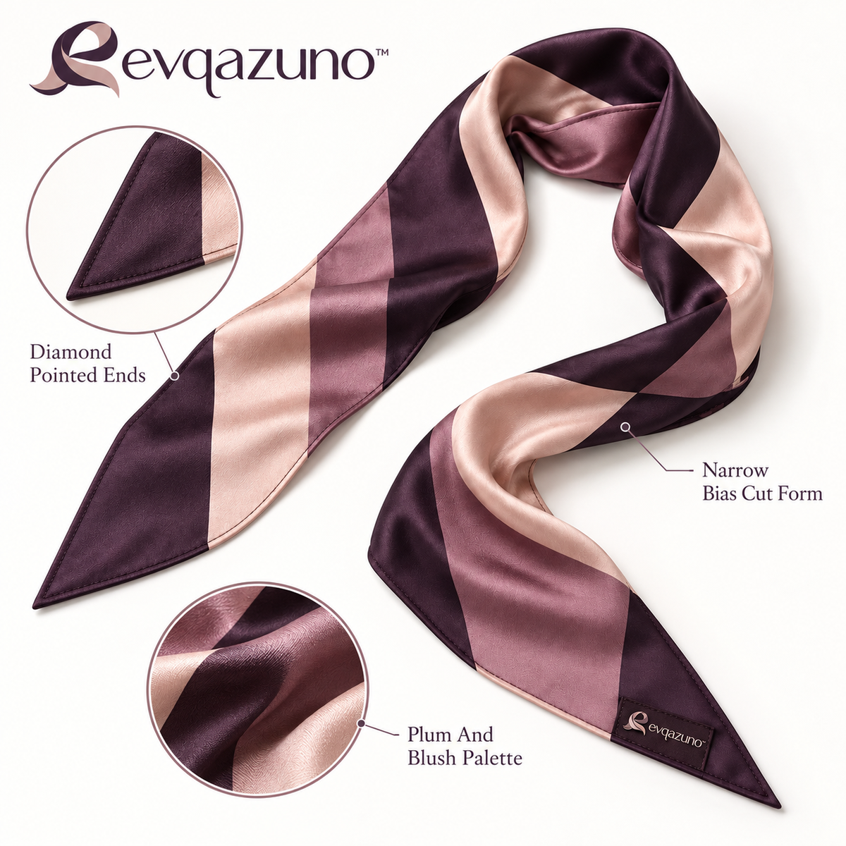 Evqazuno™ Plum Prism Diamond Scarf Overview