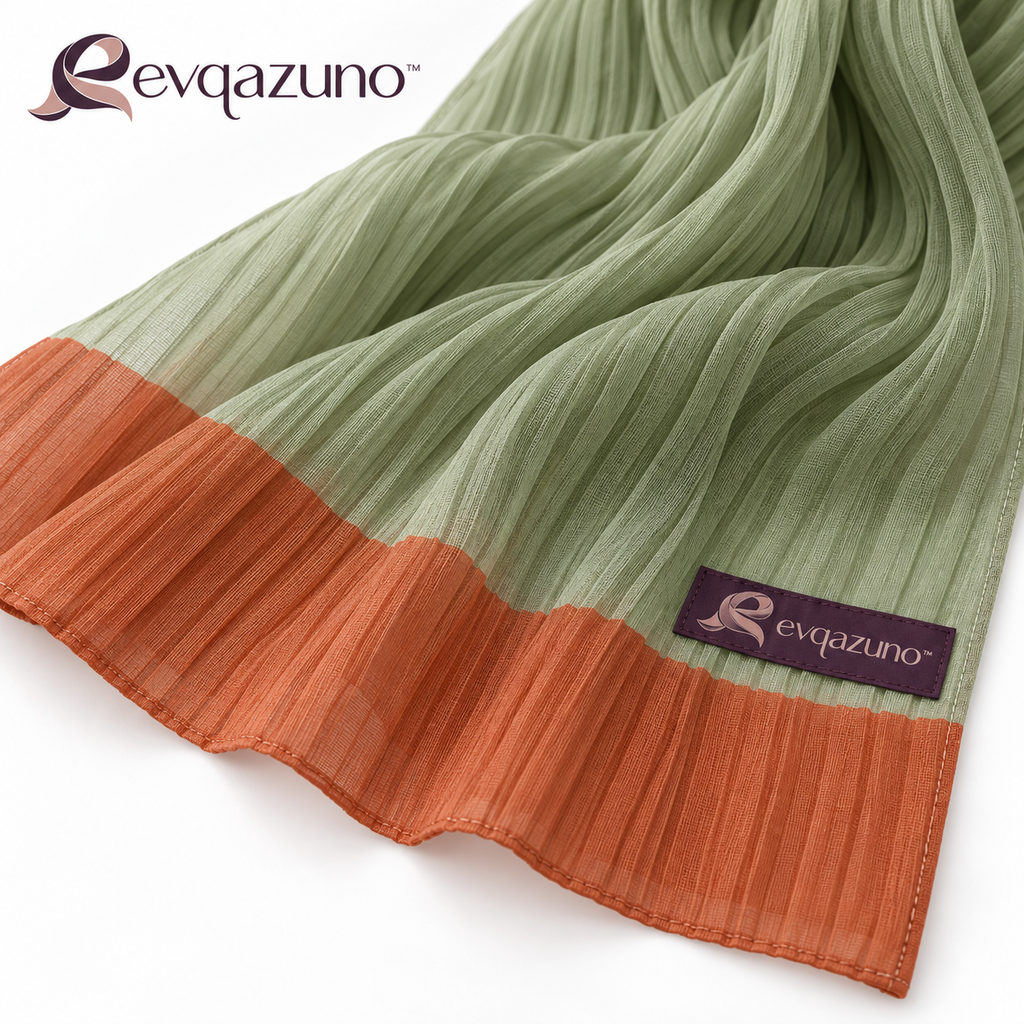 Evqazuno™ Sage Pleat Drift Scarf Detail